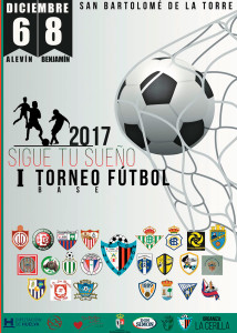 Cartel anunciador del torneo de fútbol que va a tener lugar en San Bartolomé de la Torre.