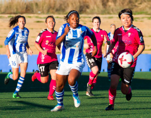 La debutante Rutendo Makore tuvo mucha presencia ofensiva. / Foto: www.lfp.es.