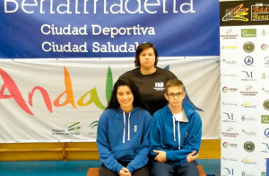 Lucía Leal y Andrés Nuviala, junto a la entrenadora, Amanda Márquez. / Foto: @CDBHUELVA.