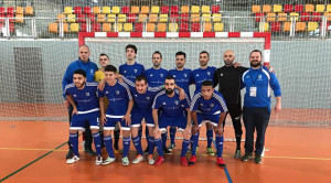 Formación del CD Sordos Huelva, que comenzó con dos victorias su andadura por la Champions League de fútbol sala.