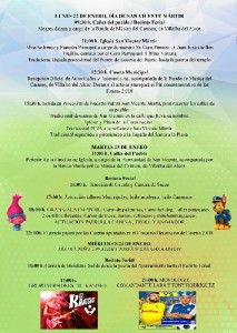 Programación de las Fiestas de San Vicente Mártir.