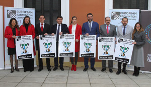 Un momento de la presentación del Europeo de bádminton que tendrá a Huelva como sede.