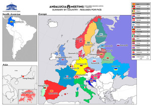 Mapa que recoge la procedencia de los participantes en el 'Andalucía Orientación Meeting' de Punta Umbría.