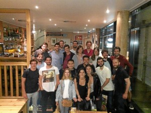 Cena de despedida con amigos y compañeros de trabajo días antes de dejar Hamburgo para irse a Bristol.