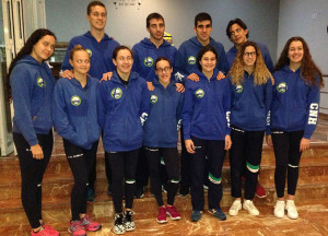 Formación del Club Natación Huelva en el Campeonato de Andalucía Absoluto y Júnior Open.