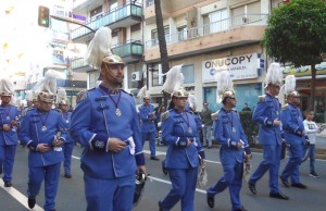 La Banda de la Salud tras el paso de la Sagrada Lanzada.