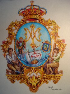 Escudo original de la Asociacion Pro-Hermandad Filial de la Virgen de la Bella de Lepe, establecida en la Parroquia de San Rafael Arcángel de la Ciudad de Huelva