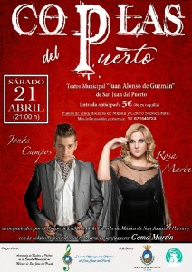 Cartel del espectáculo ‘Coplas del Puerto’, este sábado a las 21:00 horas en el Teatro Juan Alonso de Guzmán de San Juan del Puerto.