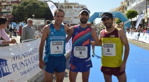 Podio de la prueba masculina en Punta Umbría.