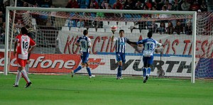 El último gol de un onubense en Primera en las filas del Recre, fue de Jesús Vázquez, en un Almería-Recre en la temporada 2007-08.