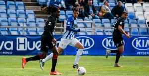 Richard Boateng, jugador del Melilla, uno de los jugadores apalabrados que no se ha podido fichar. / Foto: Pablo Sayago.