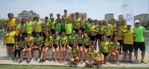 Componentes del Club Piragüismo Tartessos en la prueba celebrada en Sevilla.