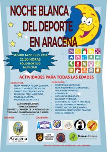 Cartel anunciador de la Noche Blanca del Deporte en Aracena. 