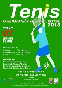 Cartel anunciador del Maratón de Tenis 'Virgen del Reposo' que tendrá lugar en Valverde del Camino.