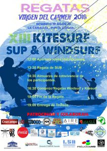 Cartel de la XIII Regata de kitesurf 'Virgen del Carmen', que se celebra este domingo en Punta Umbría.