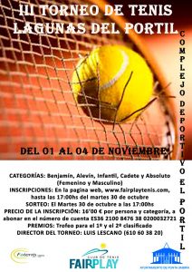 Cartel del torneo de tenis que se celebrará en El Portil.