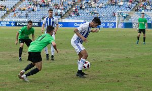 El Recre se mostró muy ordenado en todo momento en el partido ante el Almería B / Foto: Pablo Sayago.