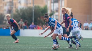 Poco pudo hacer el Sporting Puerto de Huelva en su partido ante el Barcelona. / Foto: www.lfp.es.