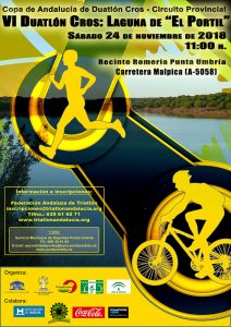 Cartel anunciador del VI Duatlón Cros 'Laguna de El Portil' que tendrá lugar el 24 de noviembre.