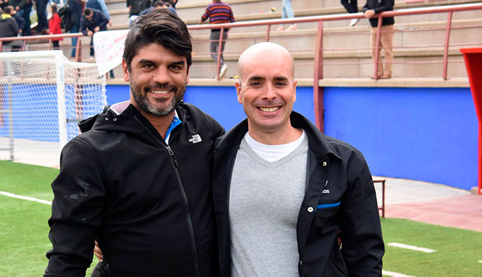 Aurelio Santos y Pascual García, tras el partido de este domingo ante el Torreblanca. / Foto: David Limón.