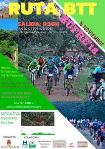 Cartel de la prueba ciclista que se celebrará en Zufre el día 18 de noviembre.