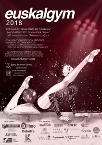 Cartel de la Gala Internacional Euskalgym en Bilbao, a la que acude el Rítmico Colombino.