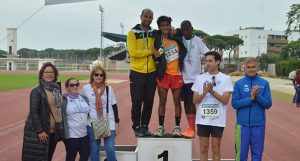 Podio masculino de la prueba atlética celebrada en Punta Umbría.