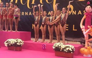 Conjunto Alevín Absoluto del Gimnasia Rítmica Huelva, bronce en Marbella.