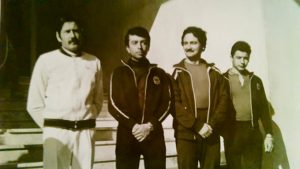 Imagen de Paco Peralta, Pepe Prieto, Paco Gómez y Pepe Saavedra, a finales de los 70.