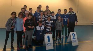 Componentes del Recre IES La Orden en la primera prueba del Circuito Provincial de de Bádminton.