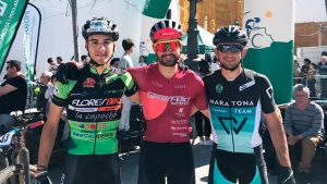 Podio masculino de la prueba ciclista celebrada en Cartaya.