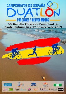 Cartel anunciador del Campeonato de España de Duatlón por Clubes y Relevos Mixtos en Punta Umbría.