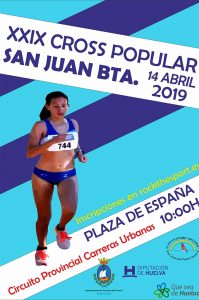 Cartel anunciador de la prueba atlética que tendrá lugar en San Juan del Puerto el 14 de abril.