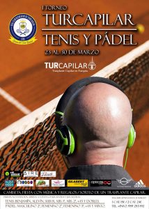 Cartel del torneo Turcapilar de tenis de pádel, que tiene como regalo estrella un implante capilar en Turquía.