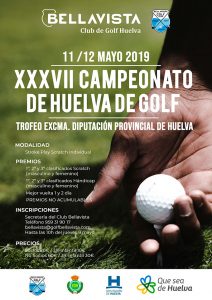 Cartel anunciador del XXXVII Campeonato de Huelva de Golf que se jugará en Bellavista los días 11 y 12 de mayo.