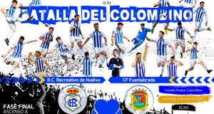 Cartel del partido Recre-Fuenlabrada del domingo.