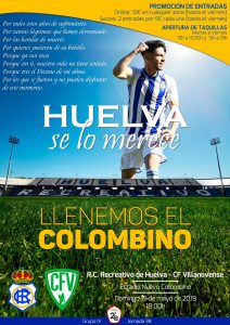 Cartel de la nueva promoción de entradas para el partido del Recre ante el Villanovense.