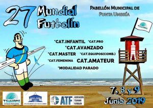 Cartel anunciador del 27º Mundial de Futbolín, que comienza este viernes en Punta Umbría.