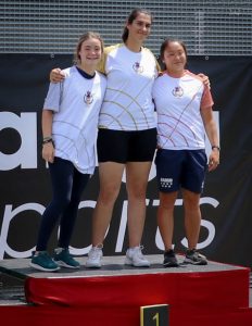 Leyre Fernández, en el podio en esta prueba celebrada en Madrid.