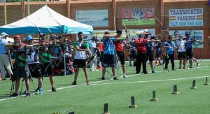 Línea de tiro del Campeonato de Andalucía Senior durante las eliminatorias.