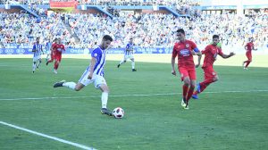 Caye Quintana fue el autor del gol del Recre, ya en el tiempo añadido. / Foto: Pablo Sayago.