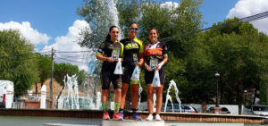 Uno de los podios en la tercera cita del Circuito Provincial Diputación de Huelva de BTT Rally.