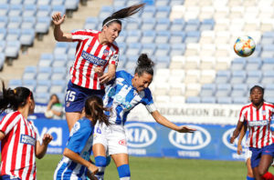 El trabajo del Sporting no tuvo recompensa ante el Atlético de Madrid. / Foto: @AtletiFemenino.