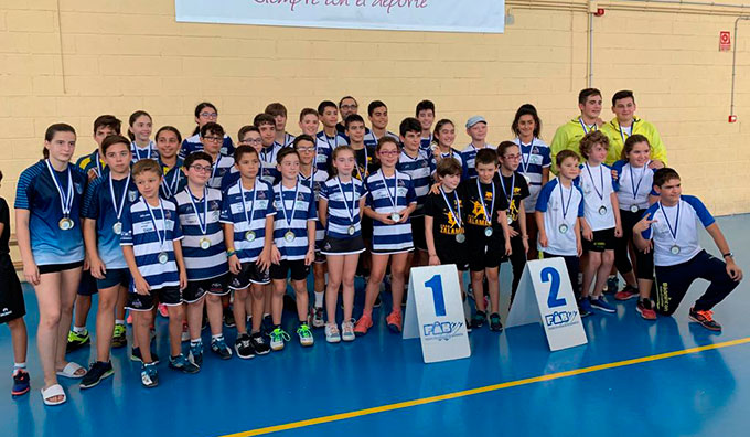 Participantes en la primera jornada del Circuito Provincial de Huelva 2019-20 de bádminton celebrada en Corrales.