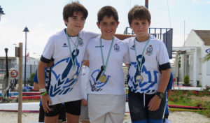 Ignacio García, Marcos Regordán y Pablo Pérez hicieron un pleno en el K-1 Benjamín.