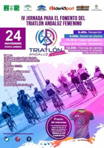 Cartel anunciador de las IV Jornadas para el Fomento del Triatlón Femenino Andaluz en Punta Umbría.