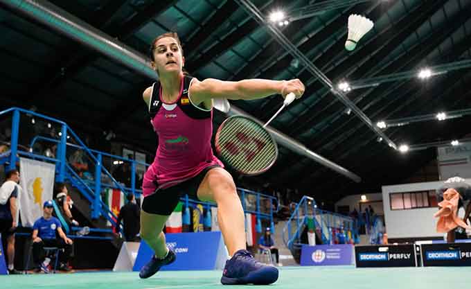 Victoria clara de Carolina Marín en el Internacional de Italia de bádminton. / Foto: www.badminton.es.