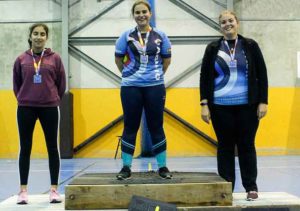 Podio Senior femenino del Campeonato Provincial de Tiro con Arco en Sala.