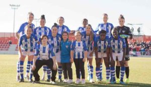 Formación inicial del Sporting de Huelva, Ciudad que Marca, en su partido ante el Atlético de Madrid. / Foto: www.lfp.es.