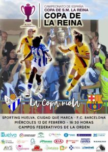 Cartel anunciador del partido copero entre el Sporting y el Barcelona. / Foto: @sportinghuelva.